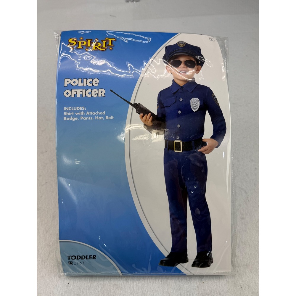Spirit Halloween Police Officer Costume Toddler 5T-6T Navy Blue 4 Piece Set